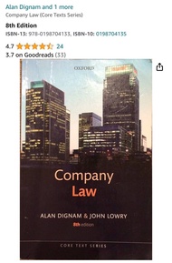 Alan Dignam and John Lowry - Company Law (Core Texts Series) 8th Edition