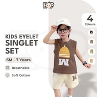 [6M-7Y] Boy Girl Short Sleeve Top Baju Seluar Pendek Budak Lelaki Perempuan Summer Vest and Shorts C