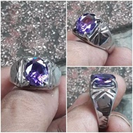 UNGU MONEL RING AGATE STONE AMETHYS QUART PURPLE CUTTING 12 MM
