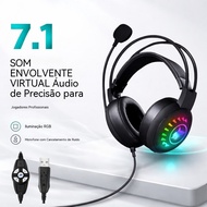 JZGSHARK Wired USB Gaming Headset | Lightweight Esports Headphone with Mic 7.1 Surround
