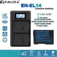 PALO Nikon EN-EL14 1500mAh Battery and Dual Slot LCD Display Charger ENEL14 for Nikon D3100 D3200 D3