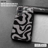 Softcase For Vivo Y51 2020 4G Latest Vivo Y51A/ Fashion LINES For Men and Women - Softcase Glass Har