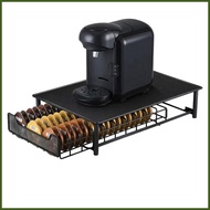 Coffee Pod Organizer Metal Wire Quick Access Stand 60 Capacity Coffee Machine Organizer with Sliding