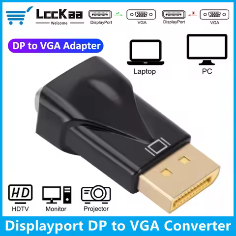 LccKaa DisplayPort to VGA Converter DP to VGA Adapter 1080P DP Male to VGA Female Adapter for HDTV M