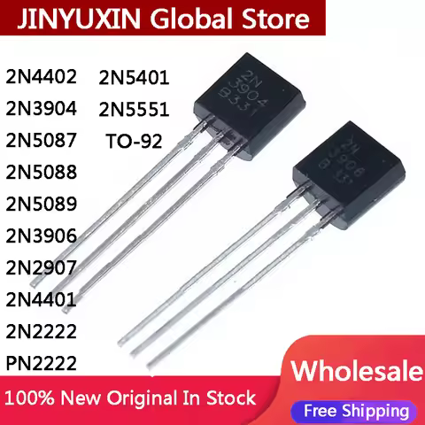 100PCS New 2N4402 2N3904 2N5087 2N5088 2N5089 2N3906 2N2907 2N4401 2N2222 PN2222 2N5401 2N5551 TO-92