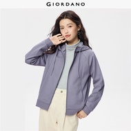 GIORDANO Women Hoodies Heavyweight Warm Fleece Lined Hoodies Seam Detail Raglan Sleeve Fashion Casua