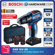 BOSCH GSB 12V-30 SET BRUSHLESS IMPACT CORDLESS DRILL 12V 2.0AH 420-1600RPM 30/17NM COME WITH 2x BATT