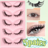 5 Pairs Cat Eye Thick Cartoon False Eyelashes, Cosplay Full Strip Lashes, 7-16mm Length Super Thin T