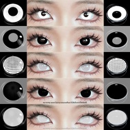 EYESHARE คอสเพลย์สีขาวคอนแทคเลนส์ 2pcs Crazy คอนแทคเลนส์สีแดงอะนิเมะเลนส์ตาสีดําฮาโลวีนความงามแต่งหน