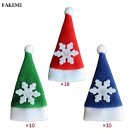 FAKEME 10 Pieces Christmas Cutlery Holder with Hat, Cutlery Holder, Cutlery Holder for Christmas Par