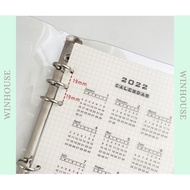 2022 Calendar A5 / A6 Loose Leaf Binder 6 Holes Notebook Index Divider Planner Notebooks
