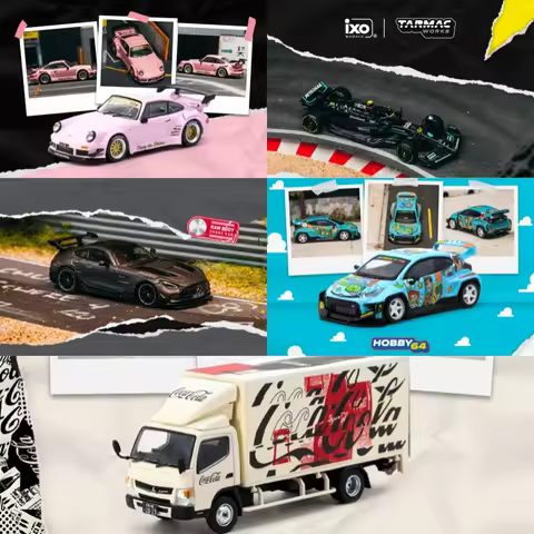 Tarmac Works 1:64 RWB 930 Southern Cross Pink W14 E Black Series Grey Fuso Canter GR Yaris Diecast M