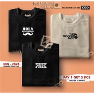 Buy 1 OR 3pcs Kaos Distro Men Women - Kaos Distro HOLA - T-Shirt Distro FACE - Baju Distro FREE - Pr