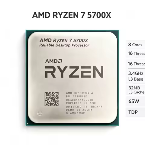 AMD Ryzen 7 5700X R7 5700X Zen3 8‑Core 16‑Thread Desktop Processor 3.4GHz 65W Socket AM4 DDR4 32MB L