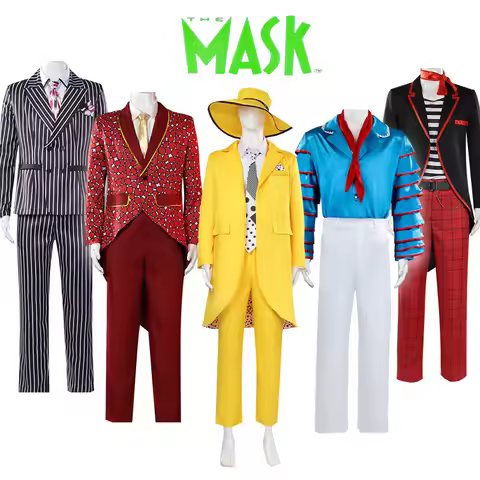 Fulujiacos Jim Carrey Cosplay Costume Yellow Uniform Stanley Ipkiss Outfit