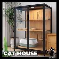 Cat litter cat house cat cage solid wood iron multi-layer luxury cat villa home indoor cat climbing 