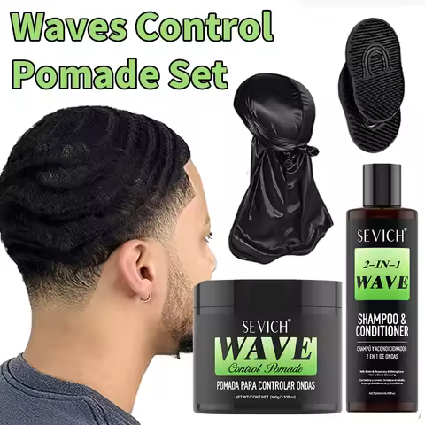 Rosemary Natrual Wave Control Pomade Shampoo Kit For Men 360 Wavy Hair Oil With Brush Edge Control G