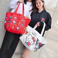 Boen Thailand 711 Hello Kitty Co-Branded Canvas Bag Cartoon Cute Large-Capacity Tote Bag Shoulder Ba