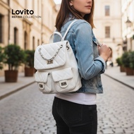 Lovito Elegant Women's Diamond Chain Backpack - Casual, Plain Pattern, LFA60150