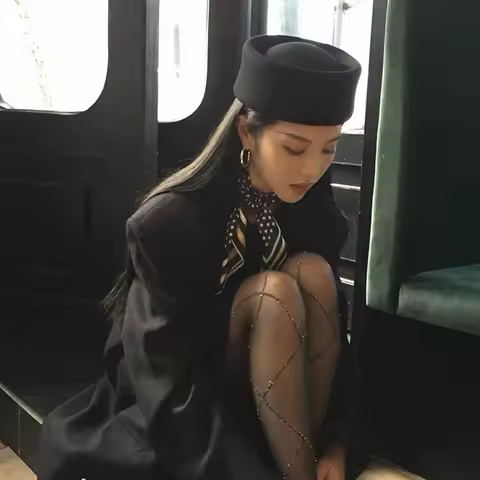 French Women's Hat Big Wide Brim Fedora Hat Winter Wool Derby Wedding Jazz Hats Flat Top Felt Hat En