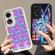 Q-60 Fortnite game Black white Case for OPPO A38 A60 A58 A18 A17