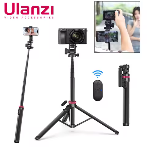 Ulanzi MT-78 Phone Tripod Selfie Stick Double Cold Shoe Quick Disassembly Gimbal 1/4 Screw For DSLR 