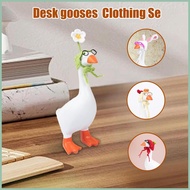 Desk Geese Outfits 6 Pieces Geese Figurine Knit Hats with Sunglasses 7 Inch Statue Outfit Figurine H
