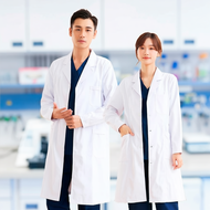 Button Cuffs White Lab Coat Student Baju Doktor Nurse Uniform Makmal Doctor Coat Long Sleeves 白大褂
