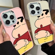 Cute Fatty Man Crayon Shin Chan Phone Case Compatible for IPhone 11 12 13 Pro 14 15 7 8 Plus SE 2020 XR X XS Max Shockproof Large Hole Frame TPU Soft Case Protective Casing