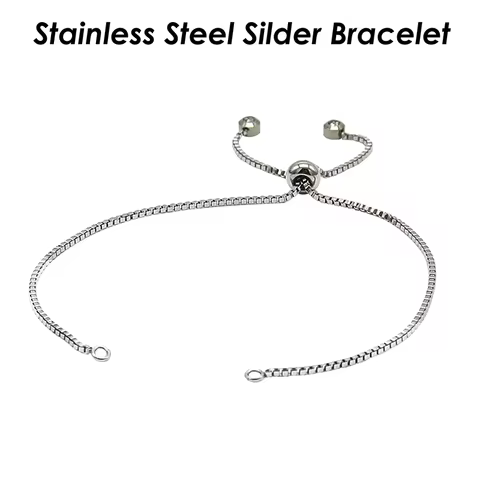 10 PCS X Adjustable Bracelet Chain, Stainless Steel Box Chain Bracelet with Slider, Sliding Bracelet