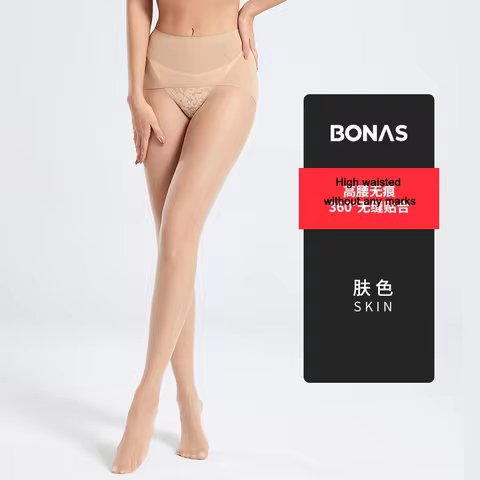 BONAS 3D Ultra-Thin High Waist Tights for Women, Breathable Pantyhose, Seamless Crotch, High Elastic