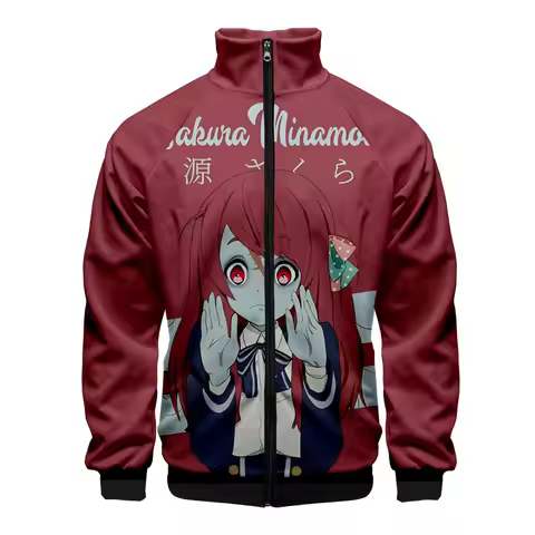 Hip Hop Raglan jackets Zombie Land Saga 3D Print Zipper Jacket Windbreaker Men/Boys Stand Collar Lon