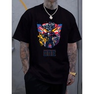Transformers No. 1 Optimus Prime Pattern Men's T-Shirt Black Short-Sleeved Colorful Robot Pattern Te