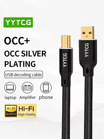 YYTCG Hifi USB Cable DAC A-B C-B C-C Digital AB Audio High Quality OCC Silver Plating Type A to Type
