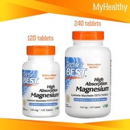 [Exp2026] Doctor's Best High Absorption Magnesium 100% Chelated with Albion Minerals 100 mg 120/240 Tablets แมกนีเซียม