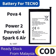 Battery Bateri Compatible For TECNO Pova 4 / Power 2 / Pouvoir 4 / Spark 6 Air BL-58BT