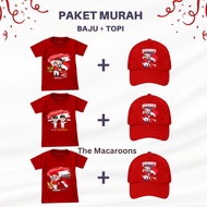 NEW PAKET MURAH ! Baju Kaos + Topi Anak Kemerdekaan 17 Agustus -