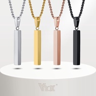 Vnox Fashion Custom Personalized Vertical Bar Engraving ID Name 3d Cube Pendant Necklace Kwintas Sha