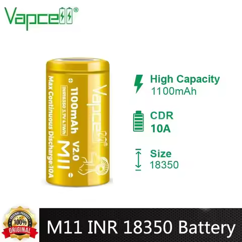 1-10pcs Original Vapcell M11 INR 18350 Battery 1100mAh CDR 10A 3.7V Rechargeable Lithium Battery 183