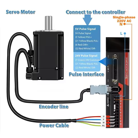 Motor Servo with Brake AC Servo Motor Kit 100W/200W/400W/600W/750W/1000W Servo Motors and Driver 40/