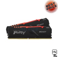 แรม RAM DDR4(3600) 16GB (8GBX2) KINGSTON FURY BEAST RGB (KF436C17BBAK2/16) ประกัน LT