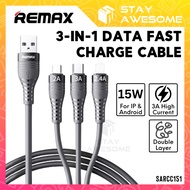 REMAX Fast Charging 3A Multi Data Cable 3 In 1 Type C Universal Wayar Micro USB Kabel Charger Androi