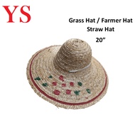 20" Grass Hat | Straw Hat | Farmer Hat | Topi Rumput | Topi Petani