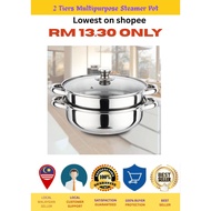 2 Tiers Pengukus Steamer Cookware Pot Periuk Kukus Steam Pot 2 Layer High Quality Stainless Steel