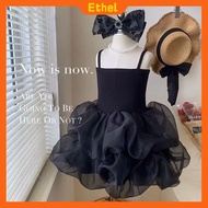 [Ethel] Black Swan dress kids baby girl korean vintage Yarn villain angel toddler Birthday Party Pri