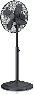Brandson - Pedestal fan with oscillation 80° - Mobile fan - Height-adjustable stand - 3 speeds - 30° tiltable - Fan stand fan - GS certified - Black Series
