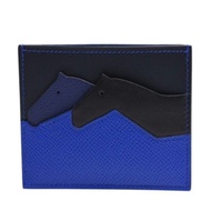 法國Hermes愛馬仕經典Les Petits系列EPSOM牛皮小馬造型拼色卡片夾（藍×黑） 全新現貨