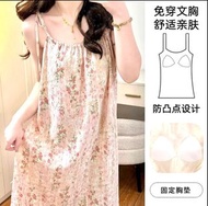免穿內衣雙棉莎吊帶睡裙.可著出街