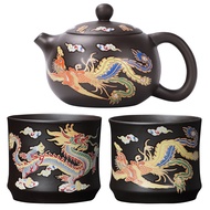 Purple Sand Tea Set Handcrafted Tea Set Handmade Dragon Phoenix Color-changing Purple Clay Teapot Se