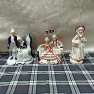 小紅瓦屋.早期二手台製，台灣製歐洲宮廷陶瓷娃娃紳士與貴婦人偶公仔高15公分